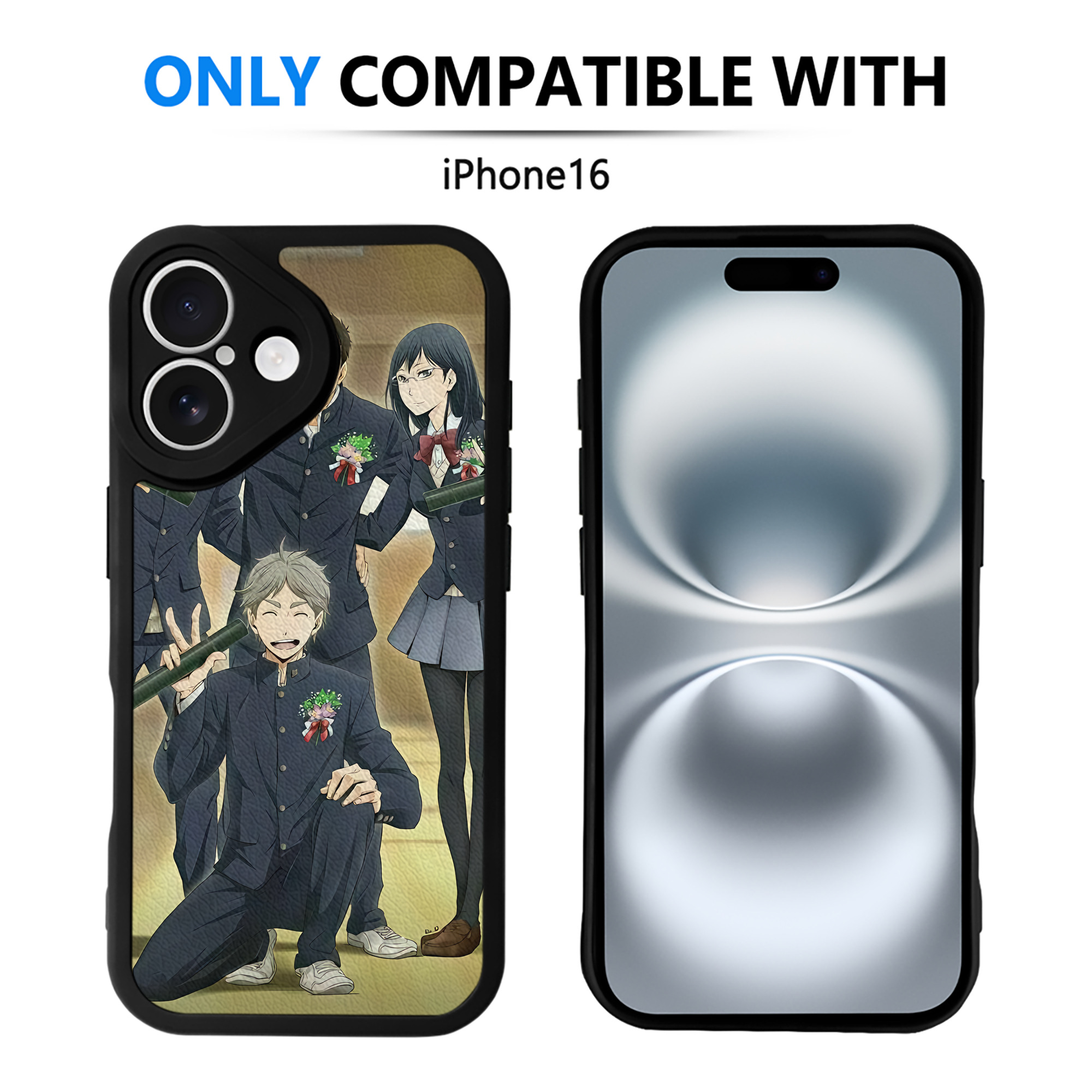 （画像用） ハイキュー!! Haikyu!! 【iPhone 16シリーズ対応】シリコンスマホケース（レザー調） 材質：シリコン